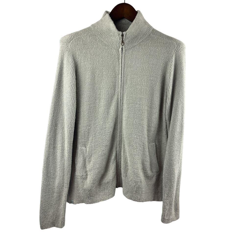 Women’s Barefoot Dreams Large Light Gray Zip Up Plush Cardigan